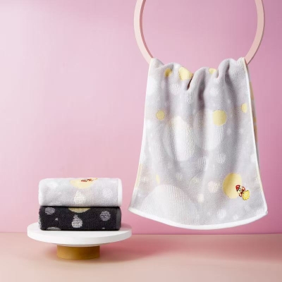 雙色提花太空人刺繡毛巾